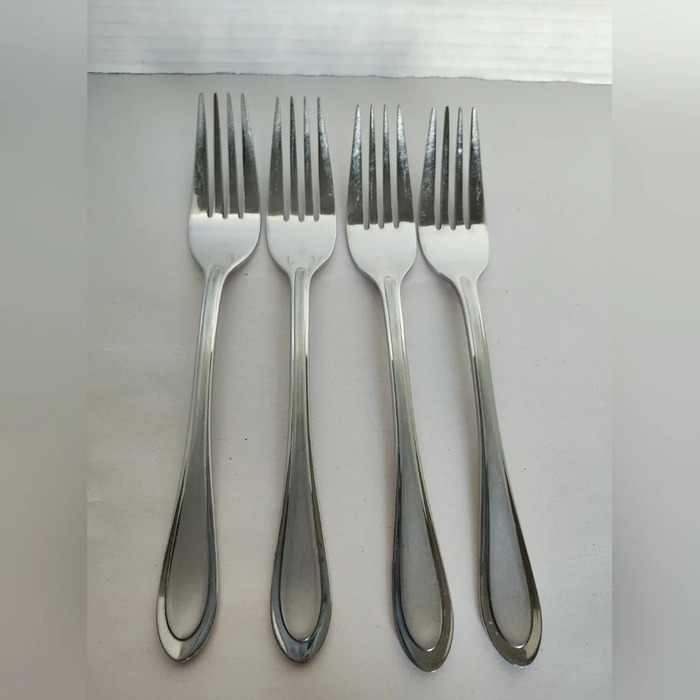 Oneida JOANN JOANNE DINNER FORKS Set of 4 Stainless Frosted Glossy Flatware @